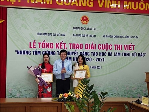 Cô giáo Nguyễn Thị Thu Hằng vinh dự đạt giải Nhì cuộc thi viết về “Những tấm gương tâm huyết, sáng tạo học và làm theo lời Bác” năm học 2020-2021